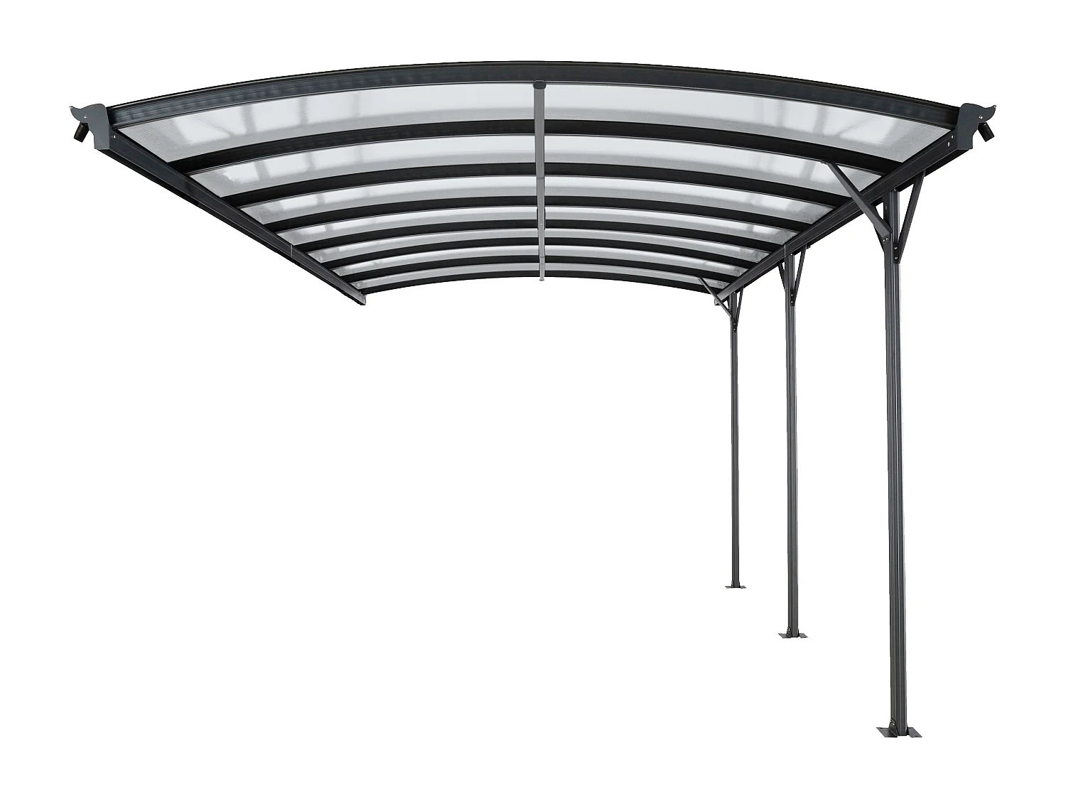 Extension pour carport pergola autoportant en aluminium - 1 voiture - L505 x H239 cm - 15,15 m² - Gris anthracite - BARESA