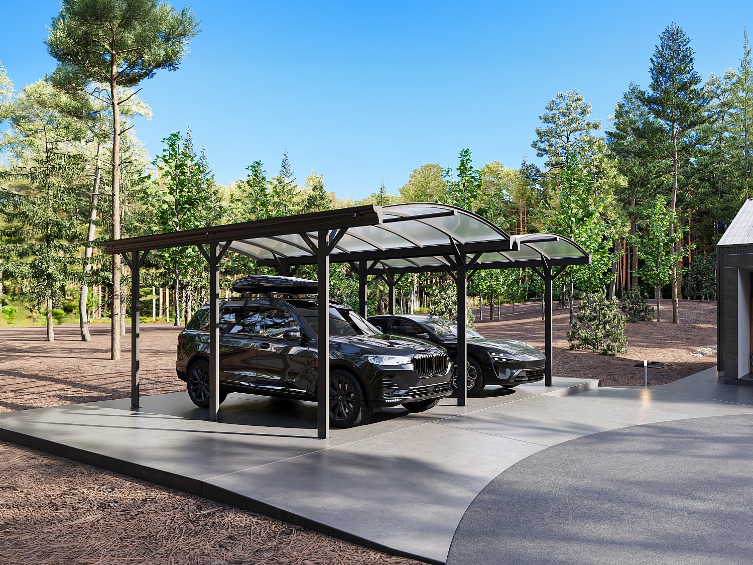 Vente-unique Erweiterung Für Freistehenden überdachten Carport - Für 1 Fahrzeug - 505 X 239 Cm - 15, 15 M² - Aluminium - Anthrazitgrau - Baresa