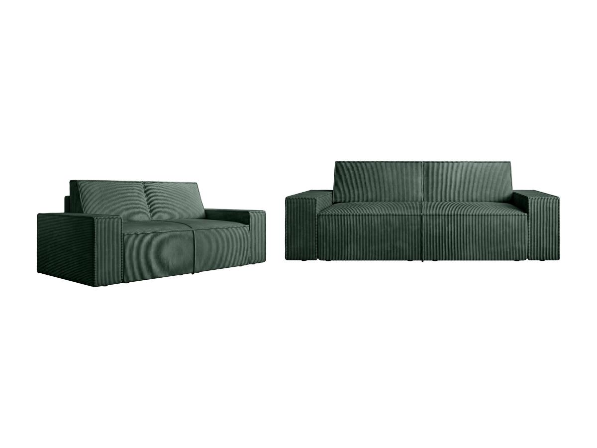 Sofa 3-Sitzer & 2-Sitzer - Cord - Grün - AMELIA günstig online kaufen