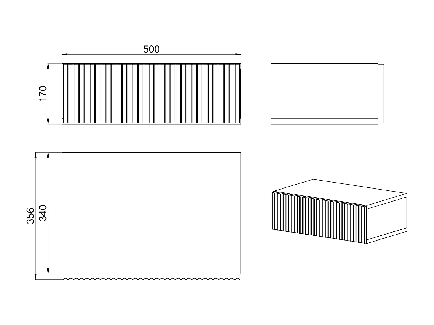 Table de chevet - 50cm - avec tiroir - suspendu - chêne - NOLIE