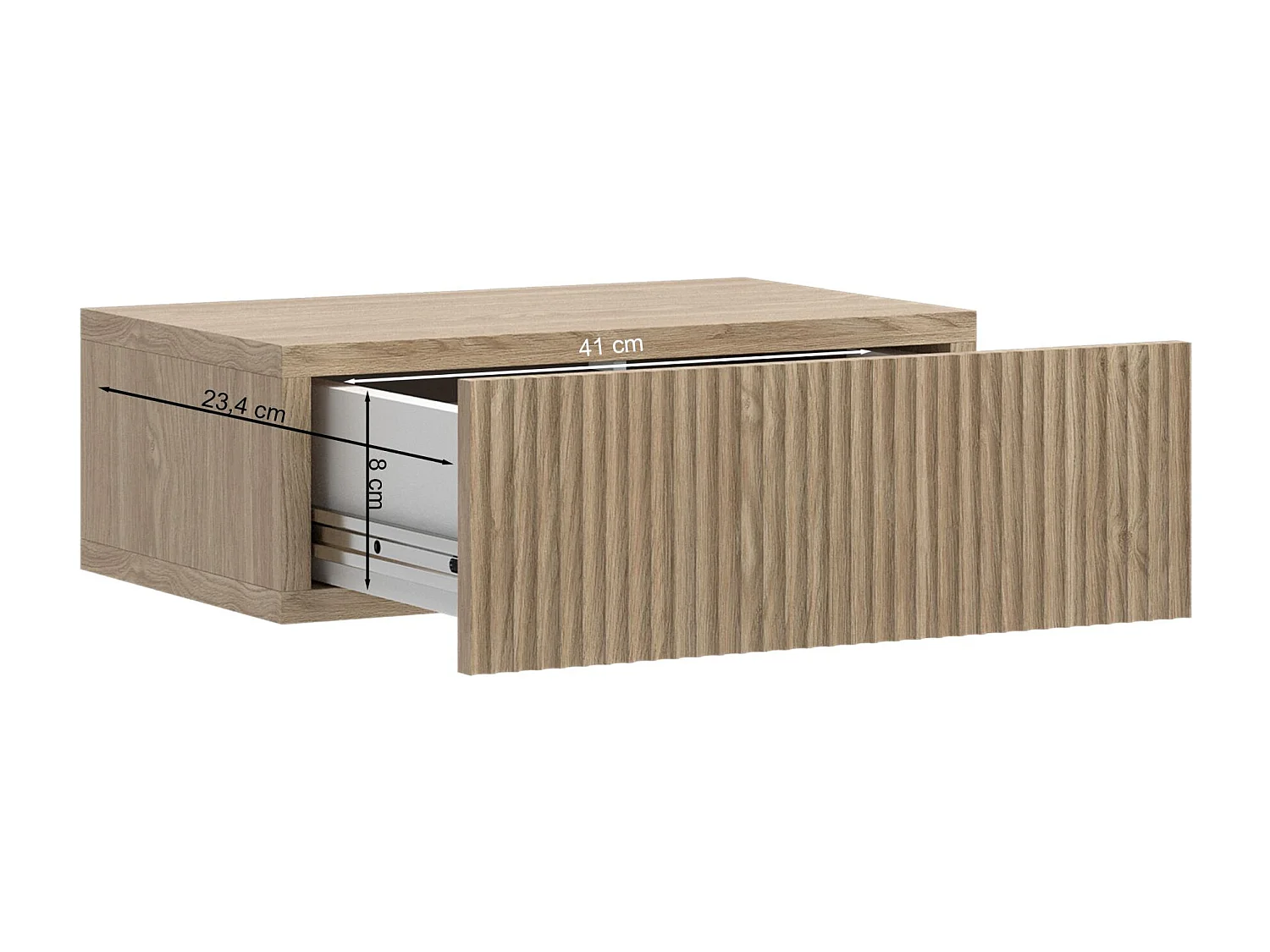 Table de chevet - 50cm - avec tiroir - suspendu - chêne - NOLIE