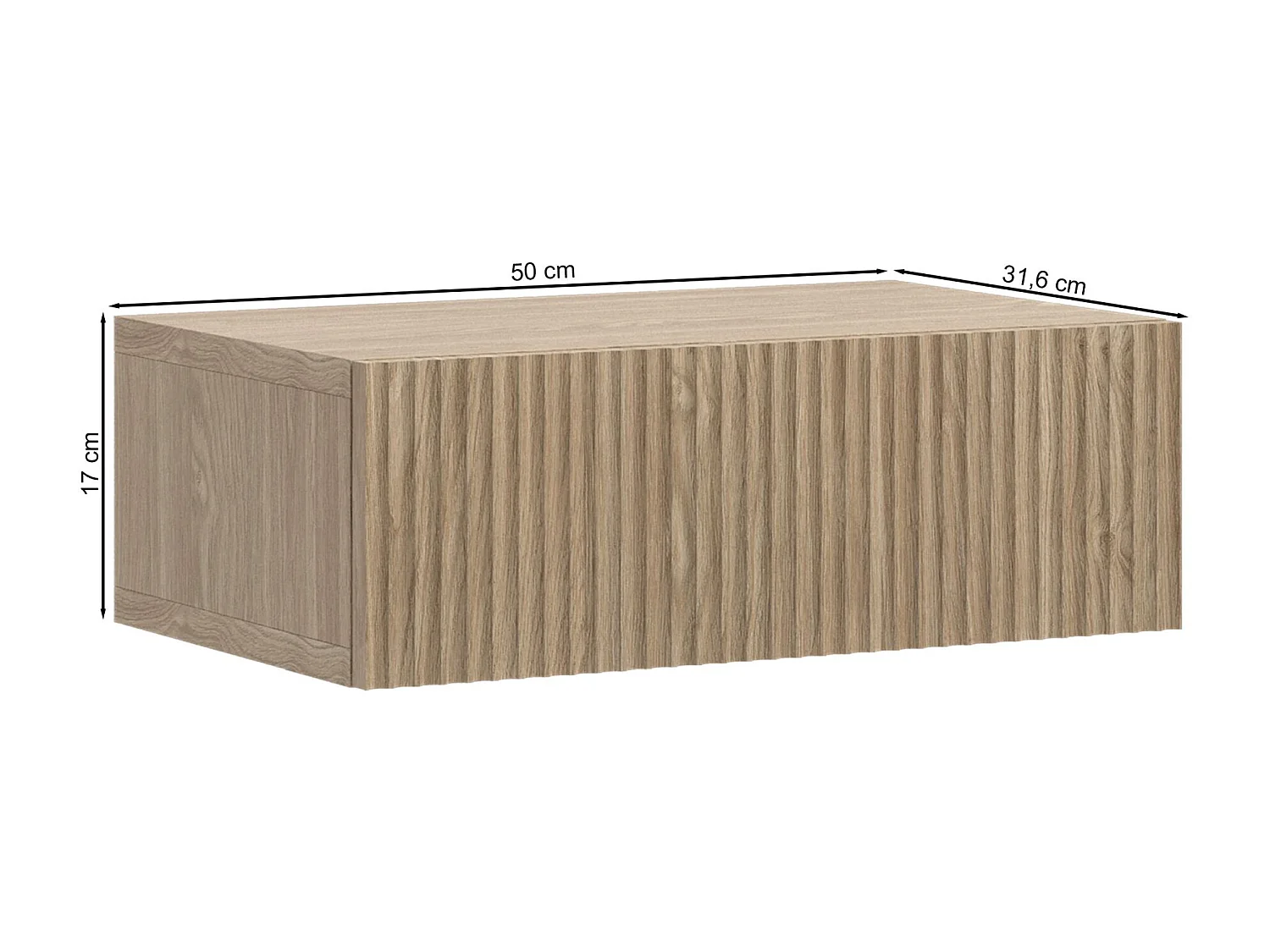 Table de chevet - 50cm - avec tiroir - suspendu - chêne - NOLIE