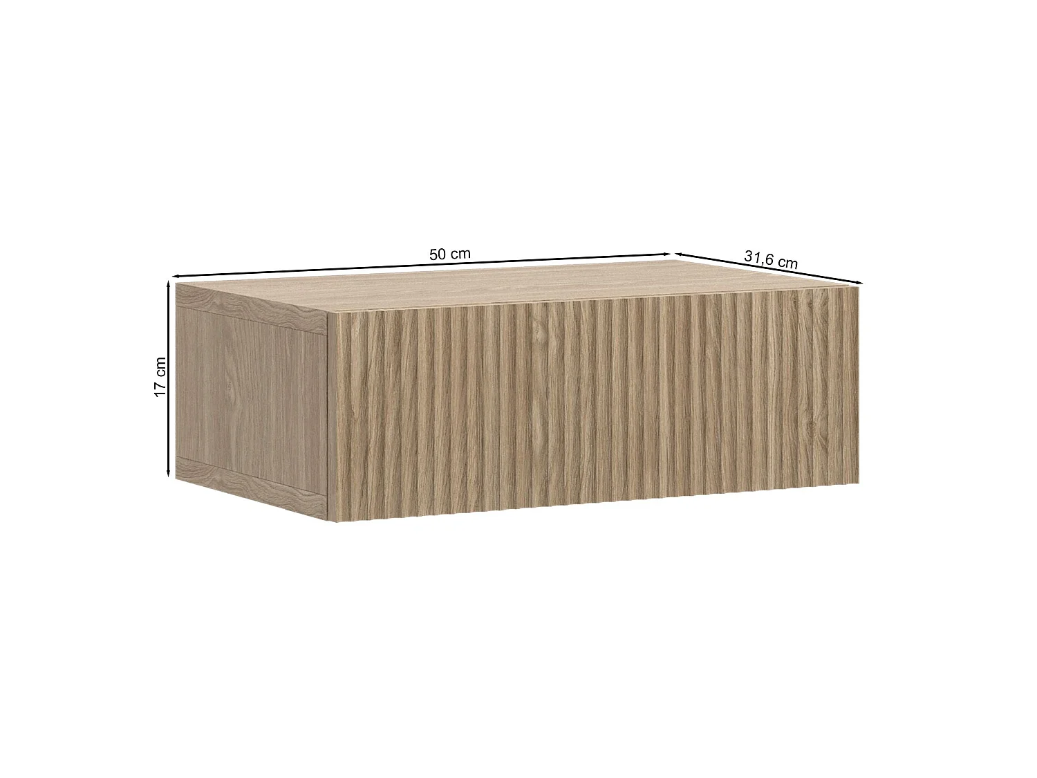 Table de chevet - 50cm - avec tiroir - suspendu - chêne - NOLIE