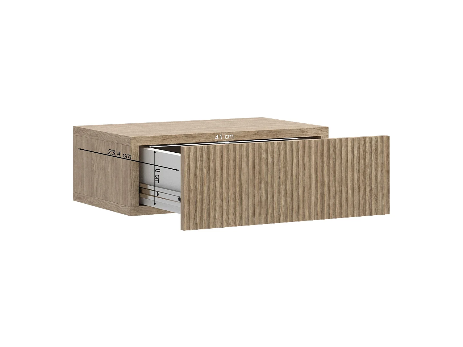 Table de chevet - 50cm - avec tiroir - suspendu - chêne - NOLIE