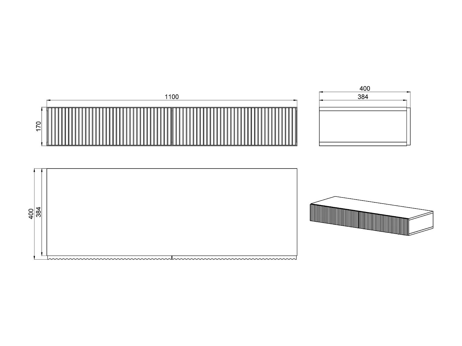 Wandschminktisch - 110 cm - mit 2 Schubladen - Eichenholzoptik - NOLIE
