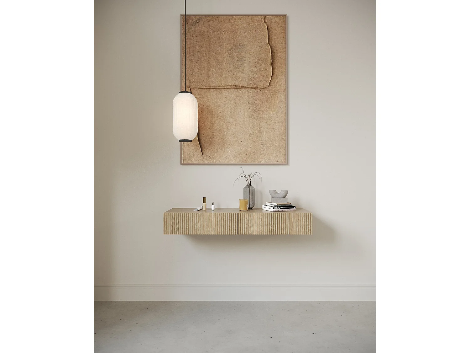 Coiffeuse - 2 tiroirs - aspect chêne - 110 cm - NOLIE