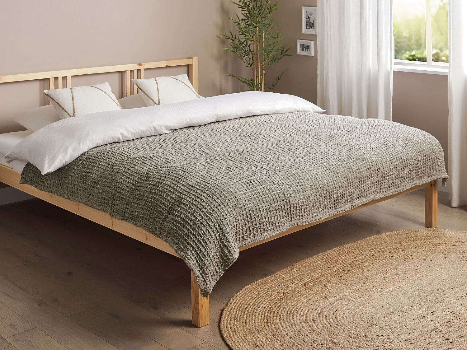 Couvre-lits CHAGYL Coton 150 x 200 cm Taupe