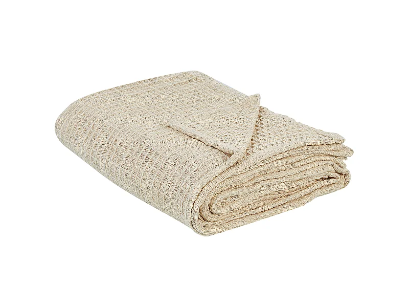 Tagesdecke Baumwolle Beige 200x220 cm strukturiert Waffelmuster modern Chagyl