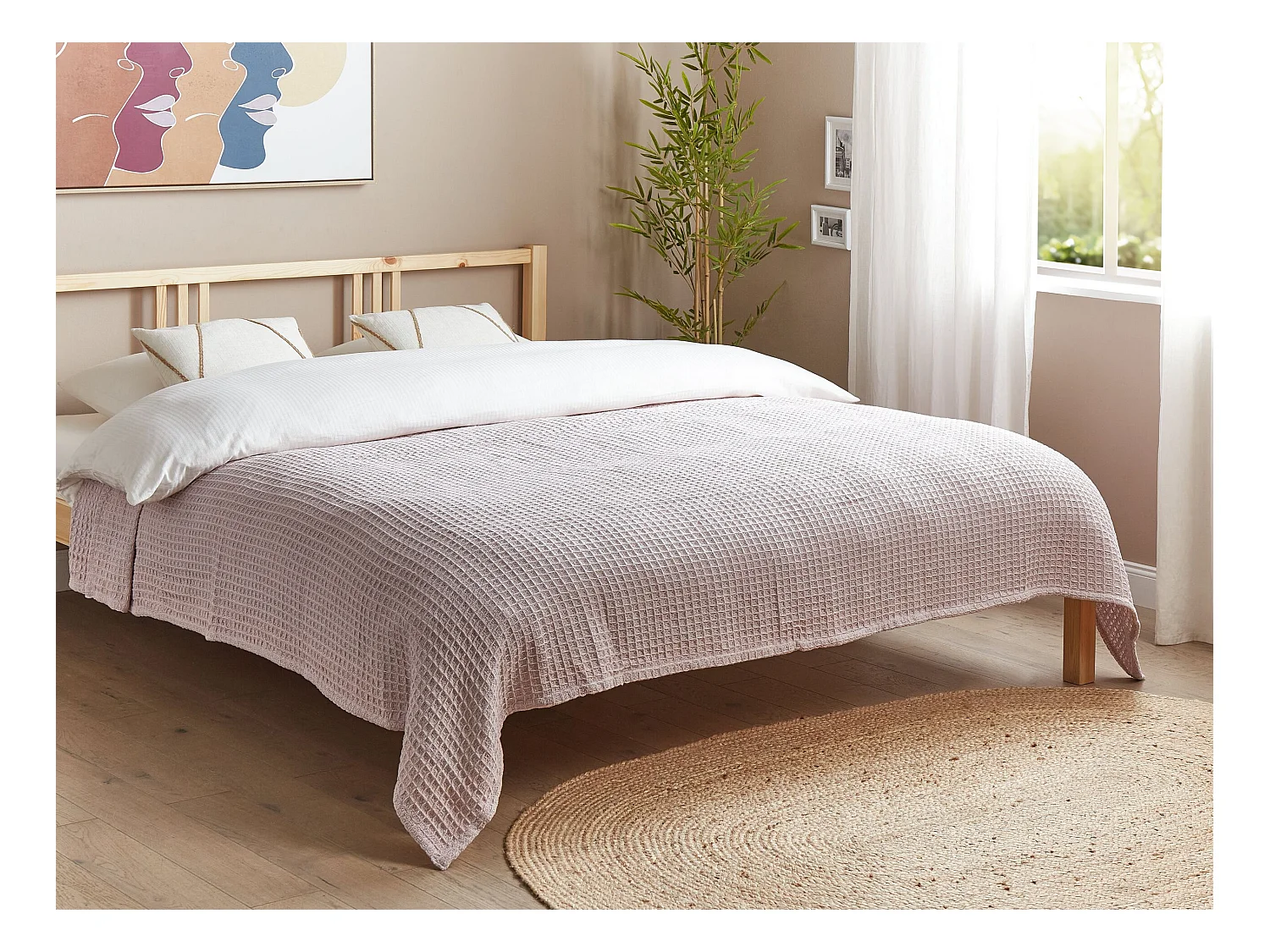 Sprei CHAGYL Katoen 200 x 220 cm Pastelroze