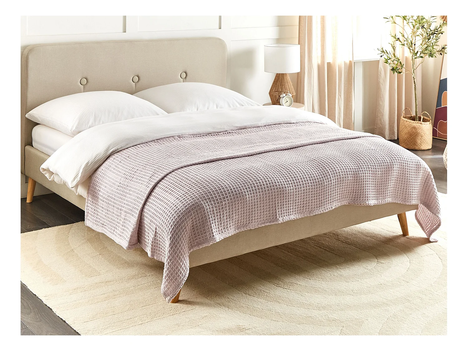 Sprei CHAGYL Katoen 220 x 240 cm Pastelroze
