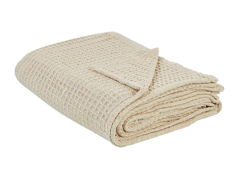 Tagesdecke Baumwolle Beige 150x200 cm strukturiert Waffelmuster modern Chagyl