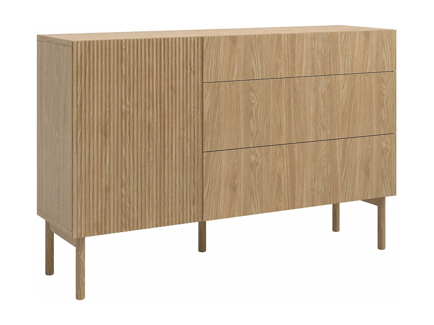 Sideboard - 140 cm - mit 3 Schubladen - Eichenholzoptik - NOLIE