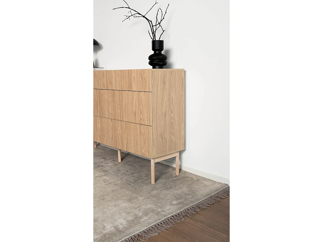 Buffet 3 tiroirs - 140 cm - avec 3 tiroirs - aspect chêne - NOLIE