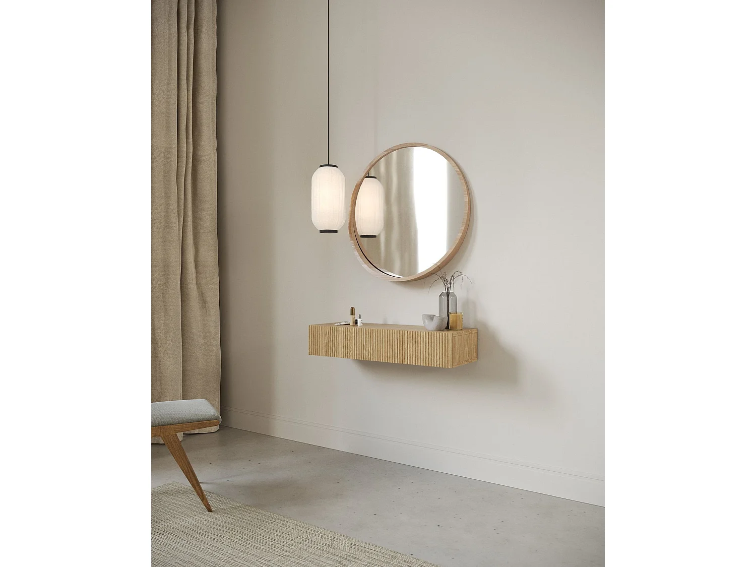 Hängekonsole - 90 cm - mit Schublade - Eichenholzoptik - NOLIE