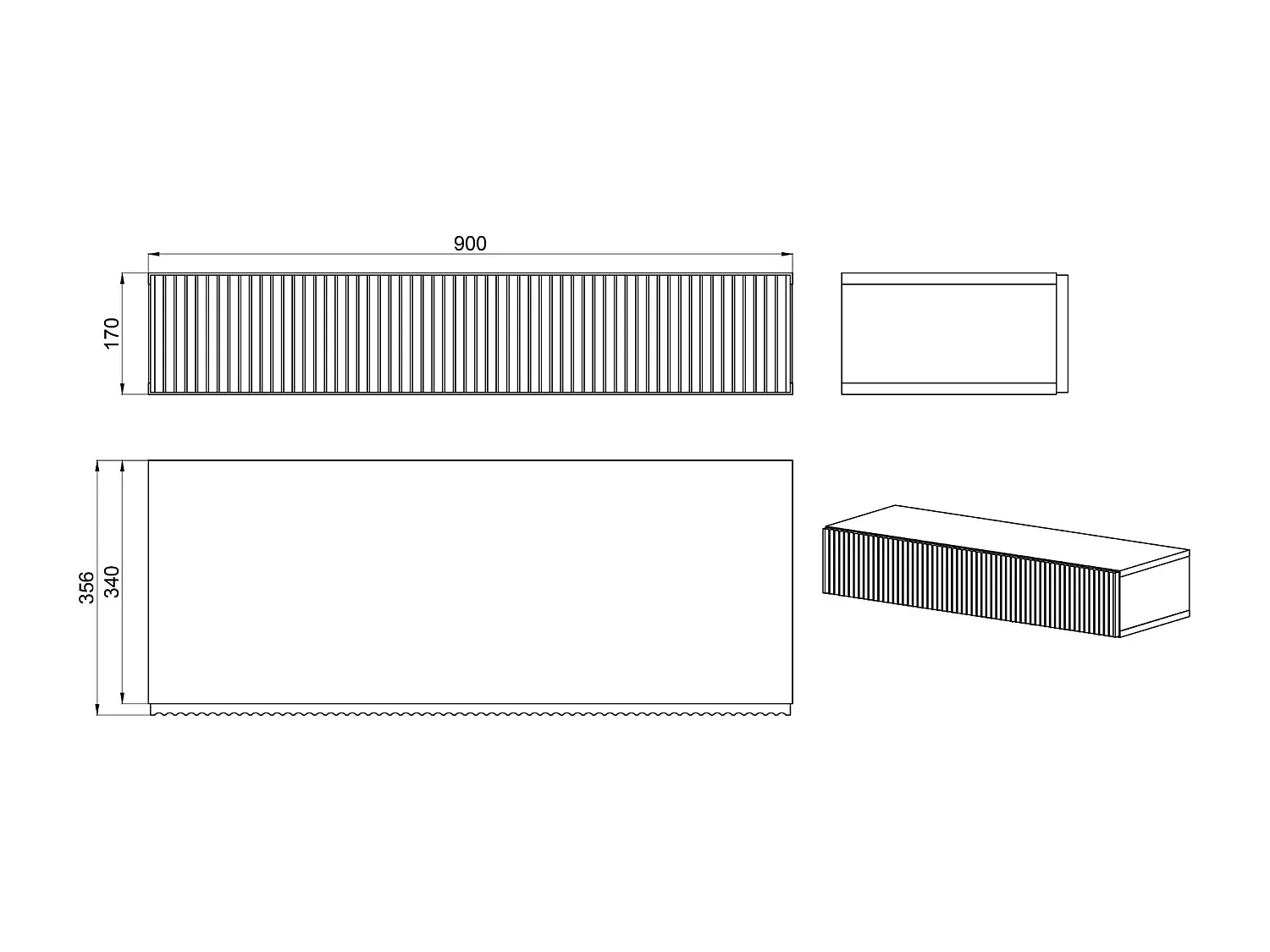 Hängekonsole - 90 cm - mit Schublade - Eichenholzoptik - NOLIE