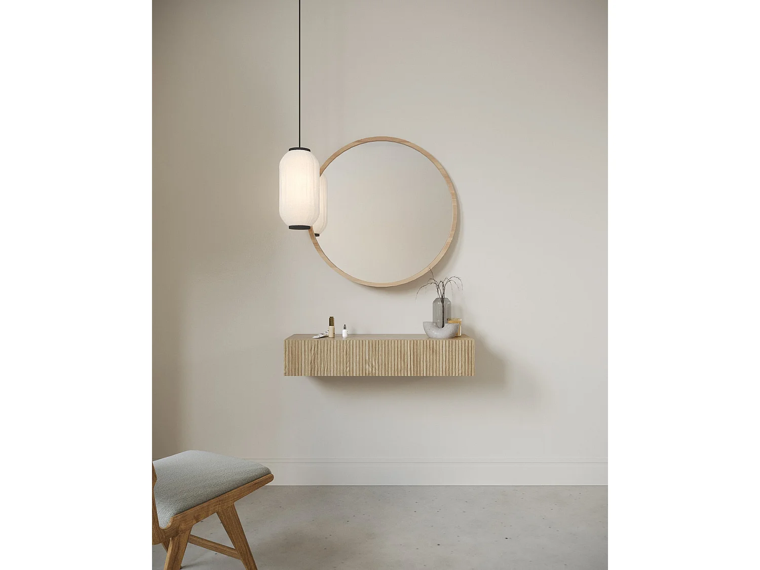 Hängekonsole - 90 cm - mit Schublade - Eichenholzoptik - NOLIE