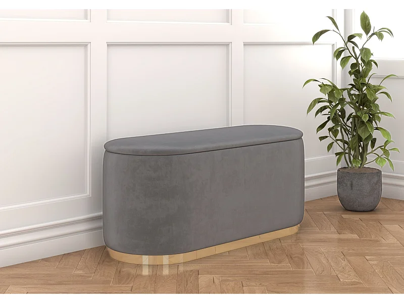 Jasnoszary owalny puf ze schowkiem Dancan SCARLETT/110 cm