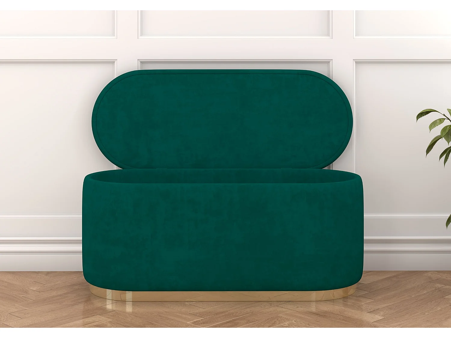 Zielony owalny puf ze schowkiem Dancan SCARLETT/110 cm