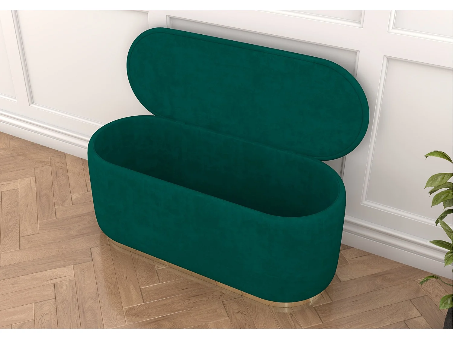 Zielony owalny puf ze schowkiem Dancan SCARLETT/110 cm