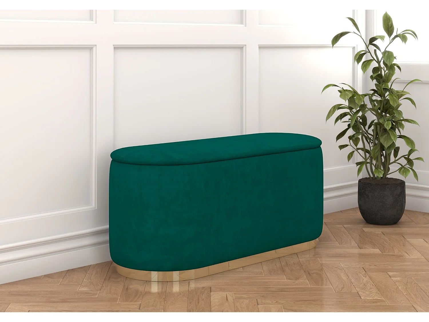 Zielony owalny puf ze schowkiem Dancan SCARLETT/110 cm