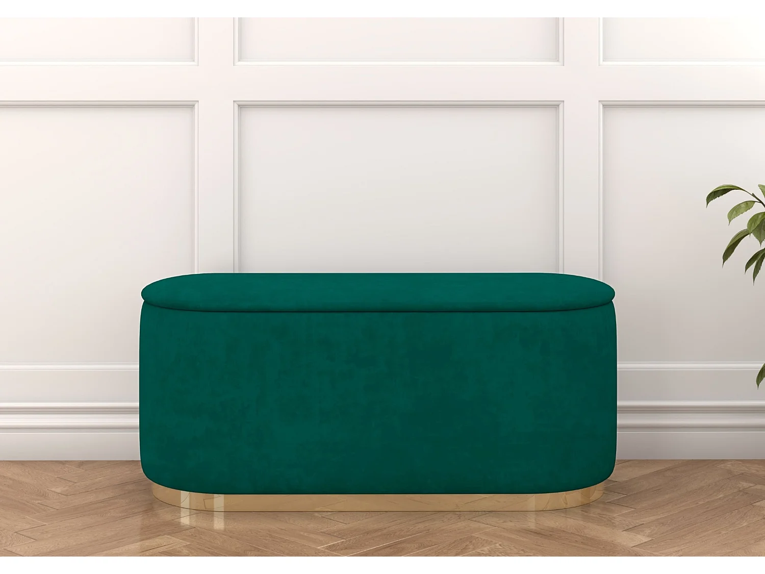 Zielony owalny puf ze schowkiem Dancan SCARLETT/110 cm