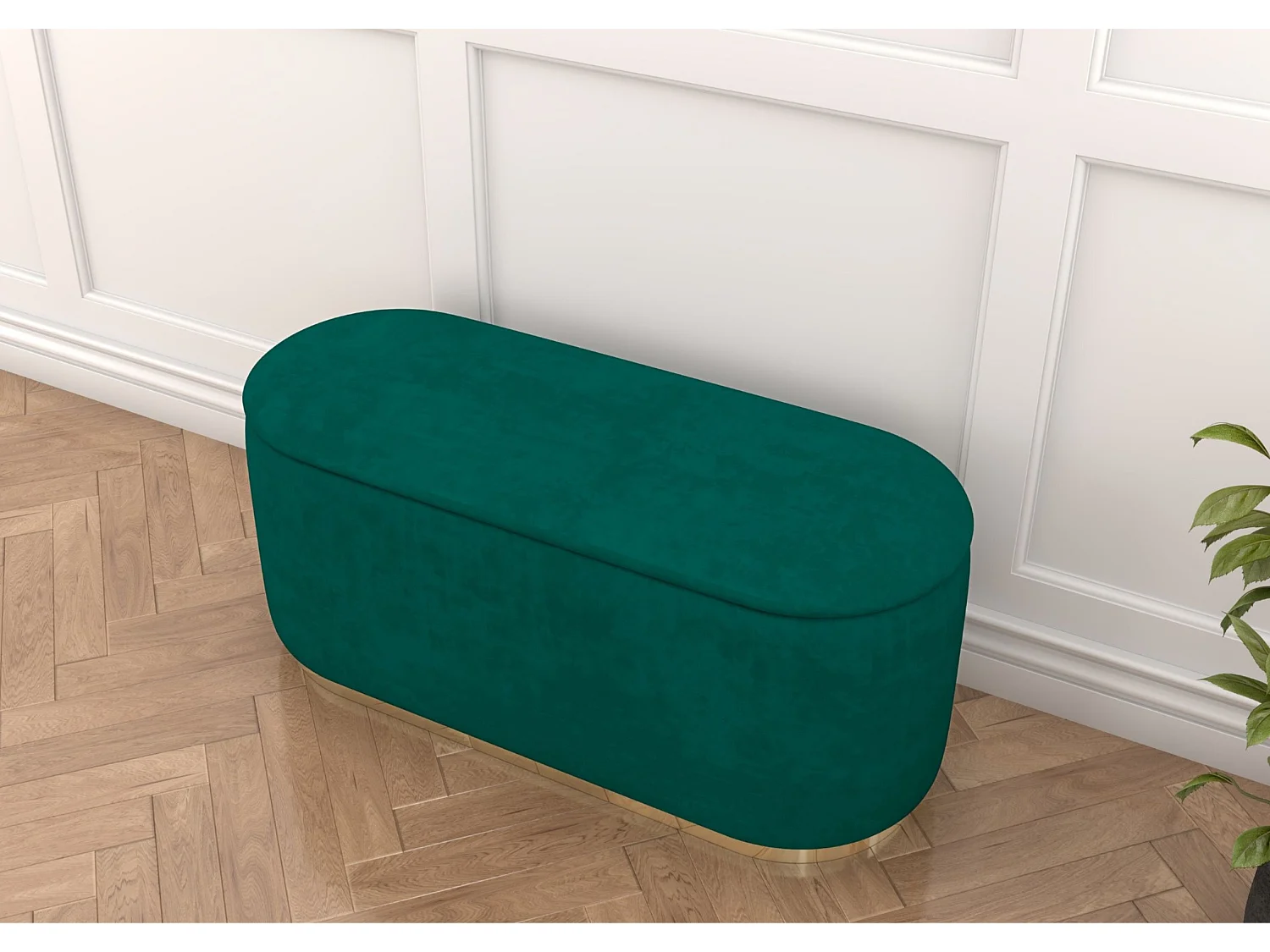 Zielony owalny puf ze schowkiem Dancan SCARLETT/110 cm