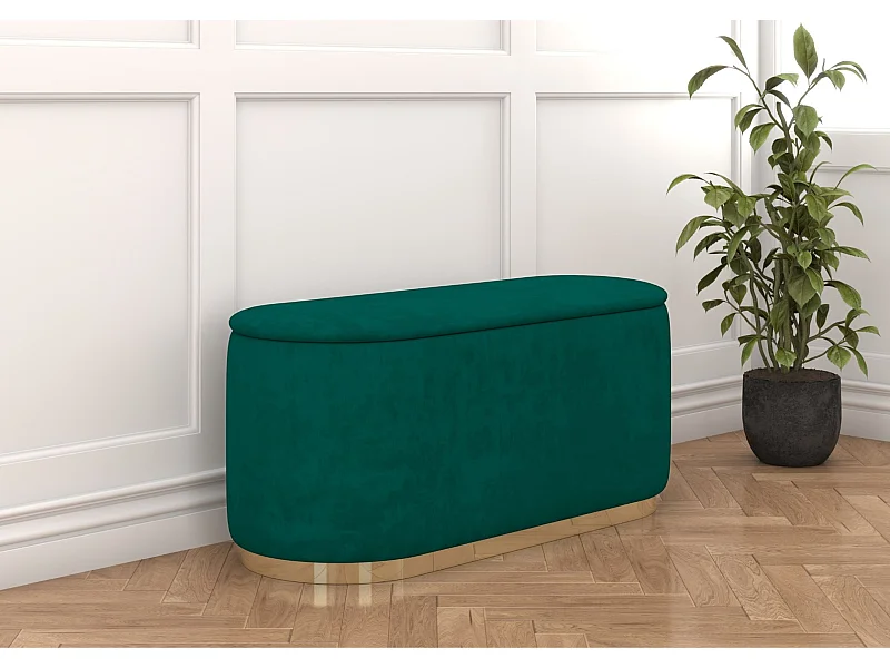 Pouf Scarlett mit stauraum, goldene basis, 110/47/45 cm, grün