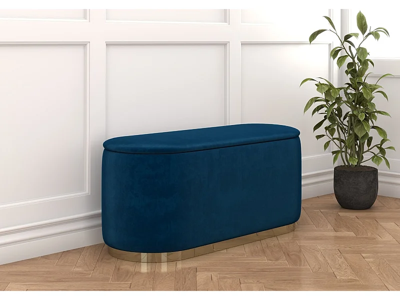 Granatowy owalny puf ze schowkiem Dancan SCARLETT/110 cm