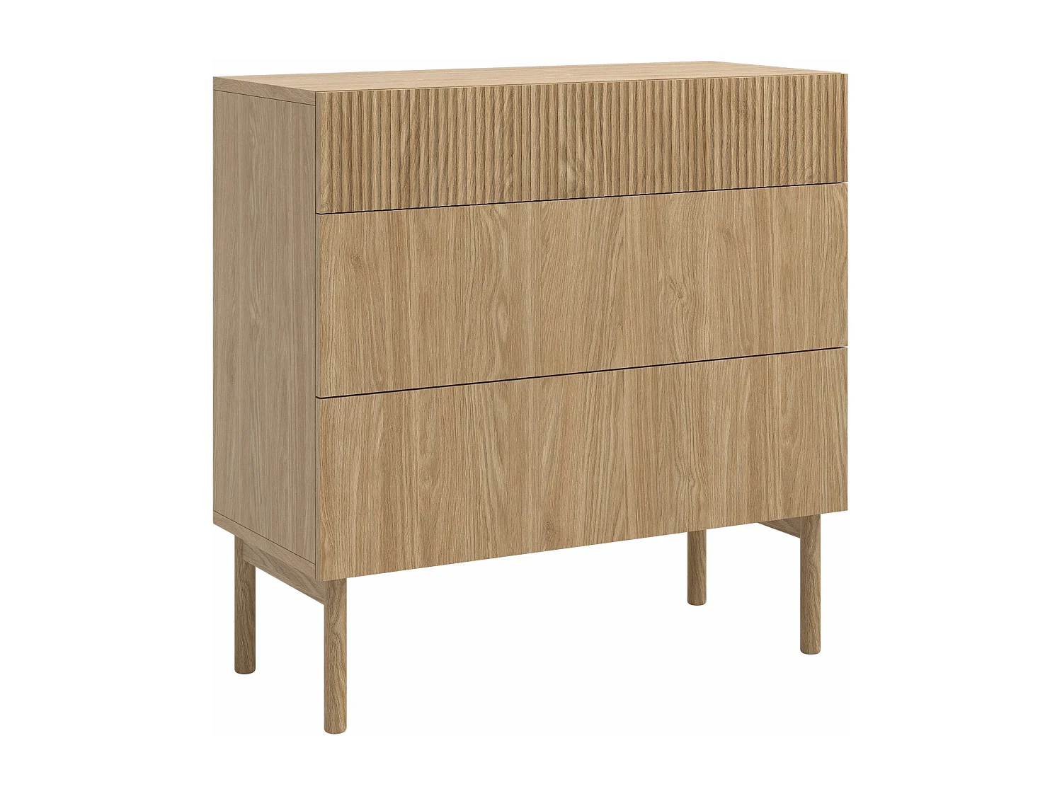 Kommode - 90 cm - mit 3 Schubladen - Eichenholzoptik - NOLIE