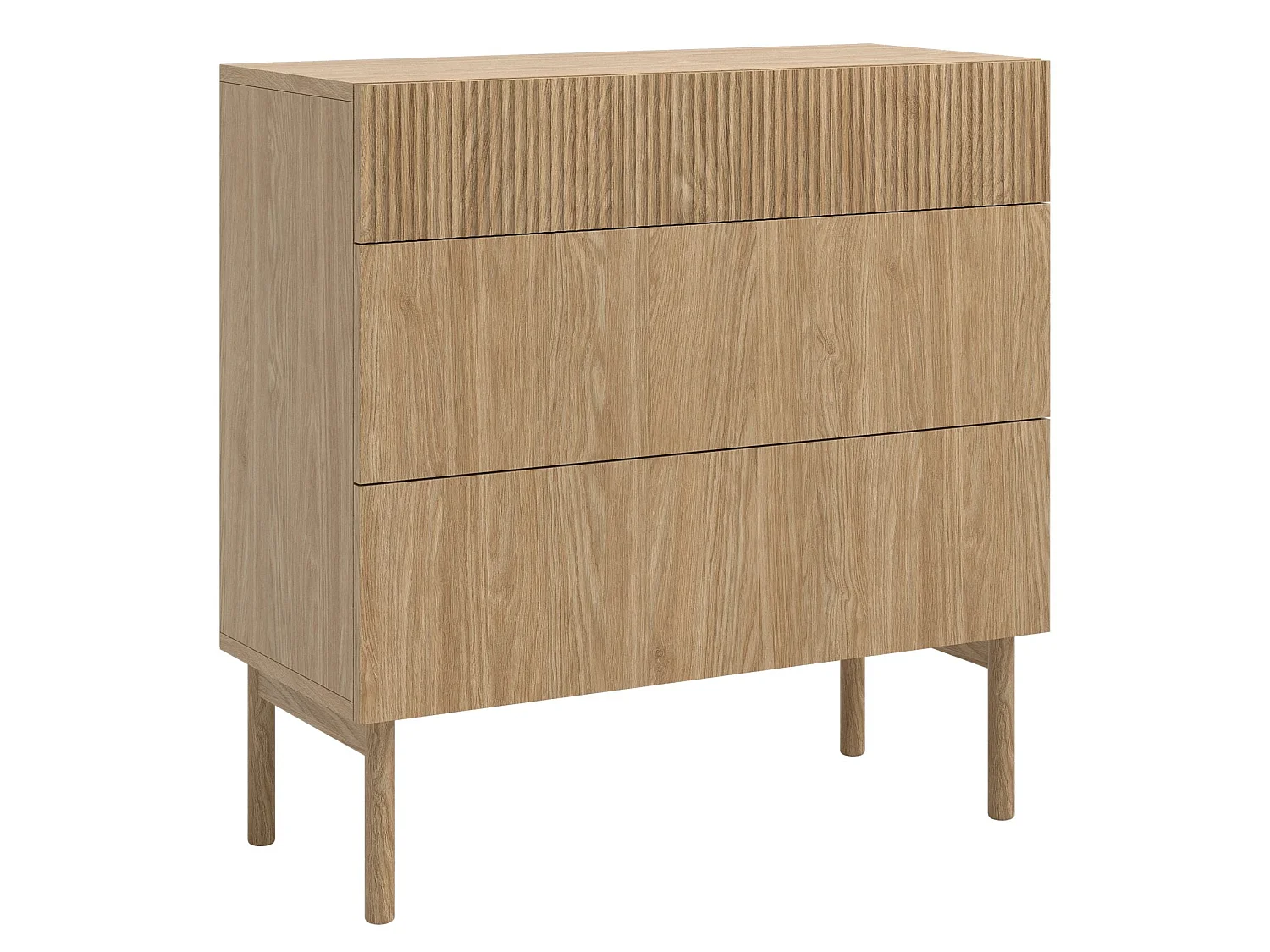 Commode - 90 cm - 3 tiroirs - aspect chêne - NOLIE