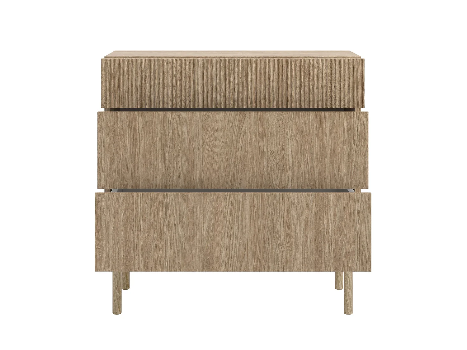 Commode - 90 cm - 3 tiroirs - aspect chêne - NOLIE