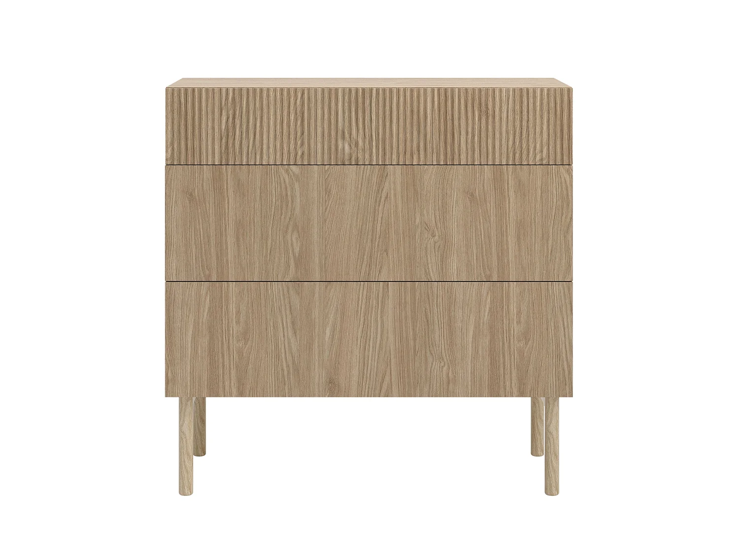 Commode - 90 cm - 3 tiroirs - aspect chêne - NOLIE