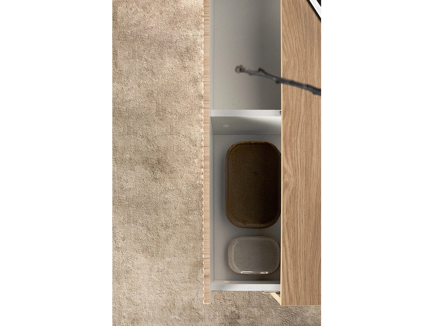 Commode - 90 cm - 3 tiroirs - aspect chêne - NOLIE