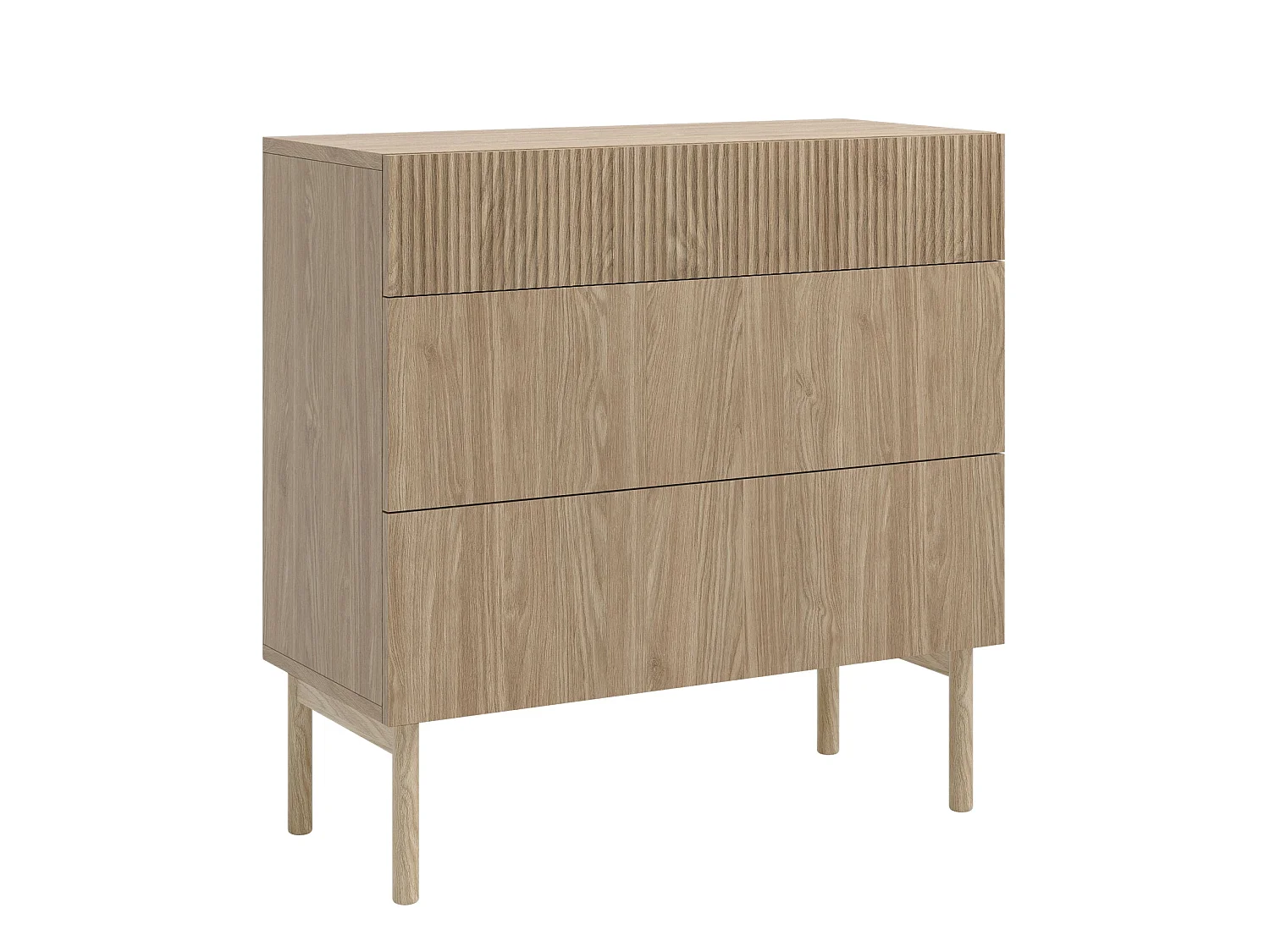 Commode - 90 cm - 3 tiroirs - aspect chêne - NOLIE