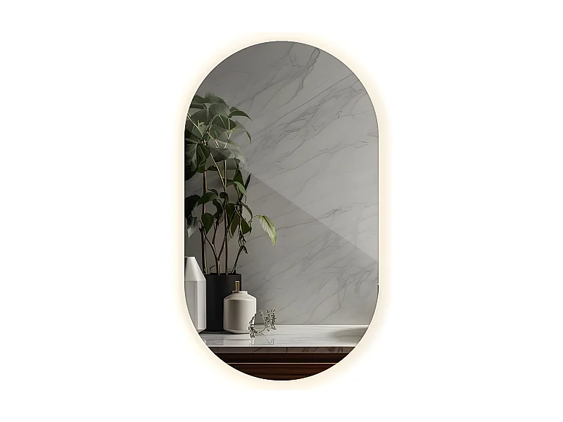 Miroir irrégulier - Ovale - LED pour le maquillage de salle de bain - lumière chaude