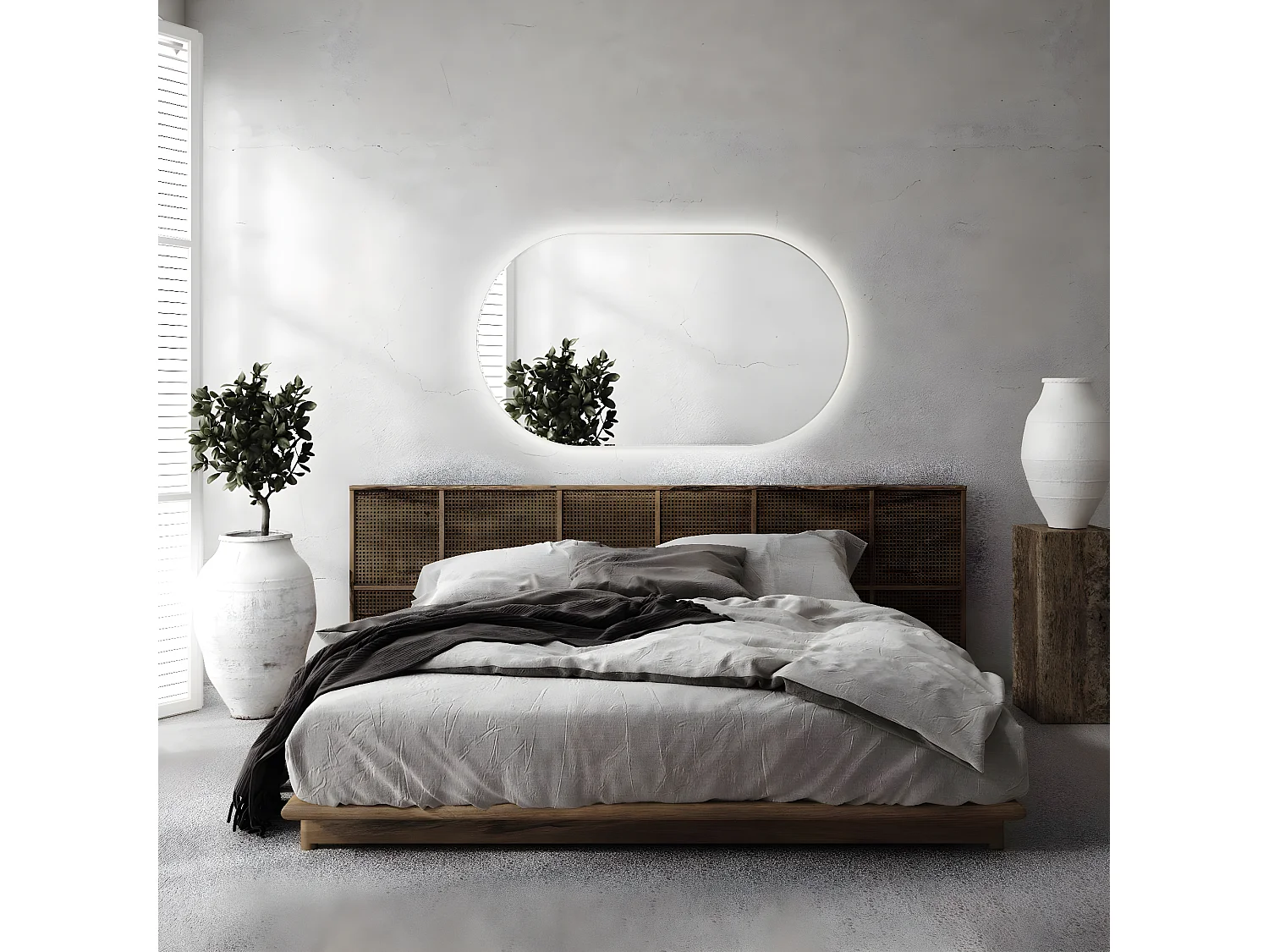 Miroir irrégulier - Ovale - LED pour le maquillage de salle de bain - lumière chaude