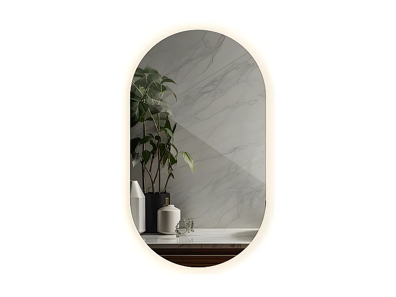 Miroir irrégulier - Ovale - LED Premium Suspendu pour le Salon - lumière chaude