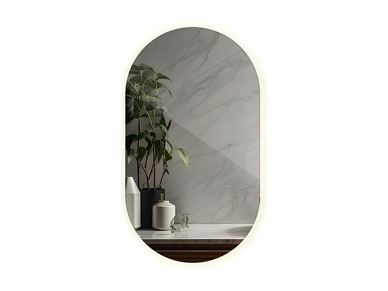 Miroir irrégulier minimaliste - Ovale - LED pour la salle de bain - lumière neutre