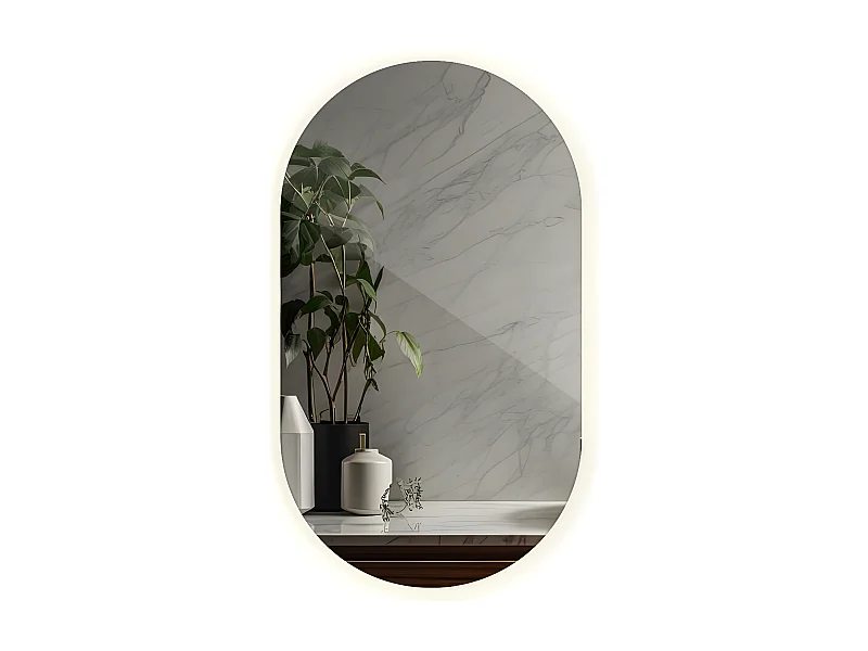Miroir Irrégulier - Ovale - LED pour Maquillage Salle de Bain - lumière neutre