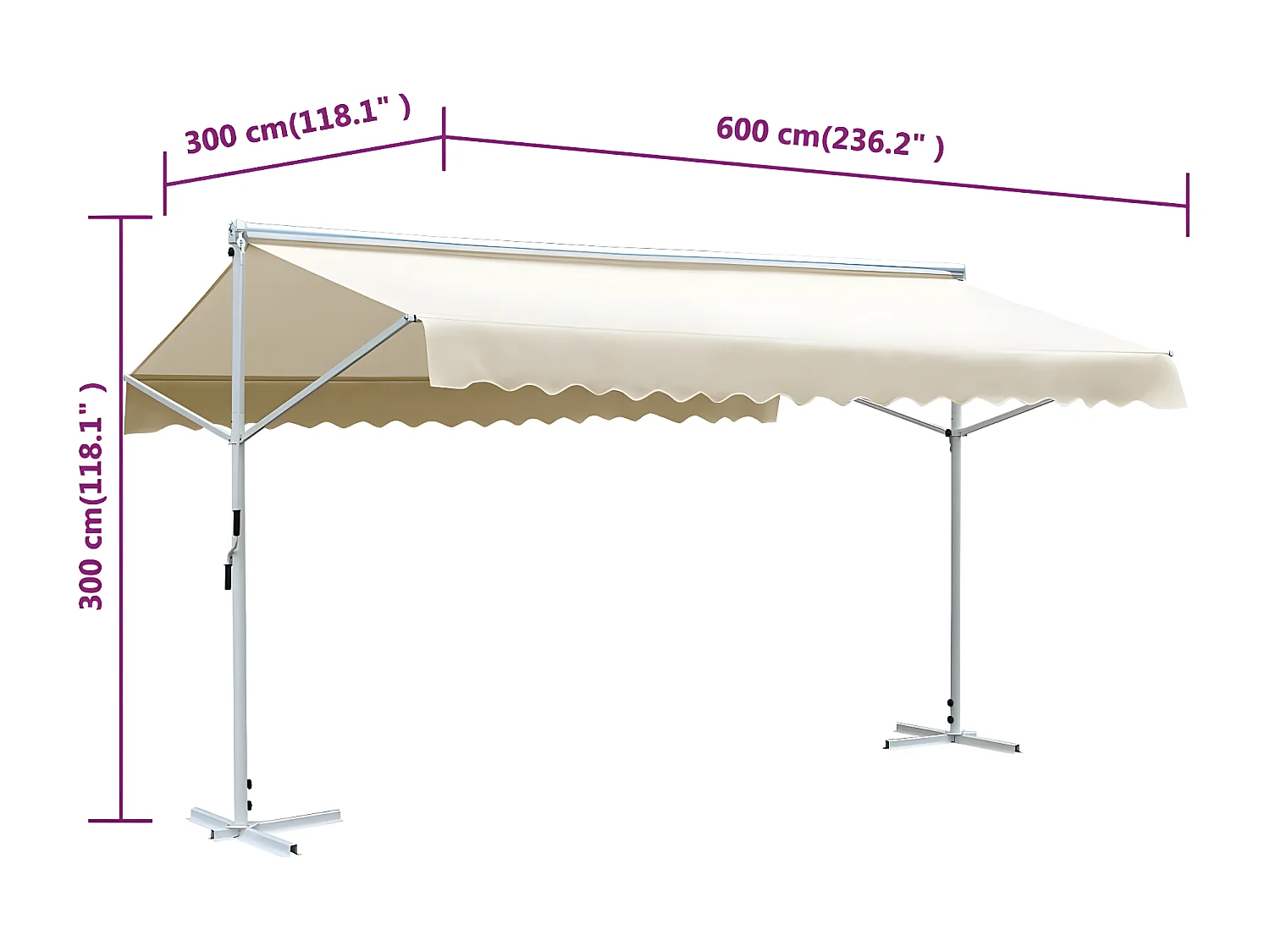 Toldo de pé 600x300 cm creme