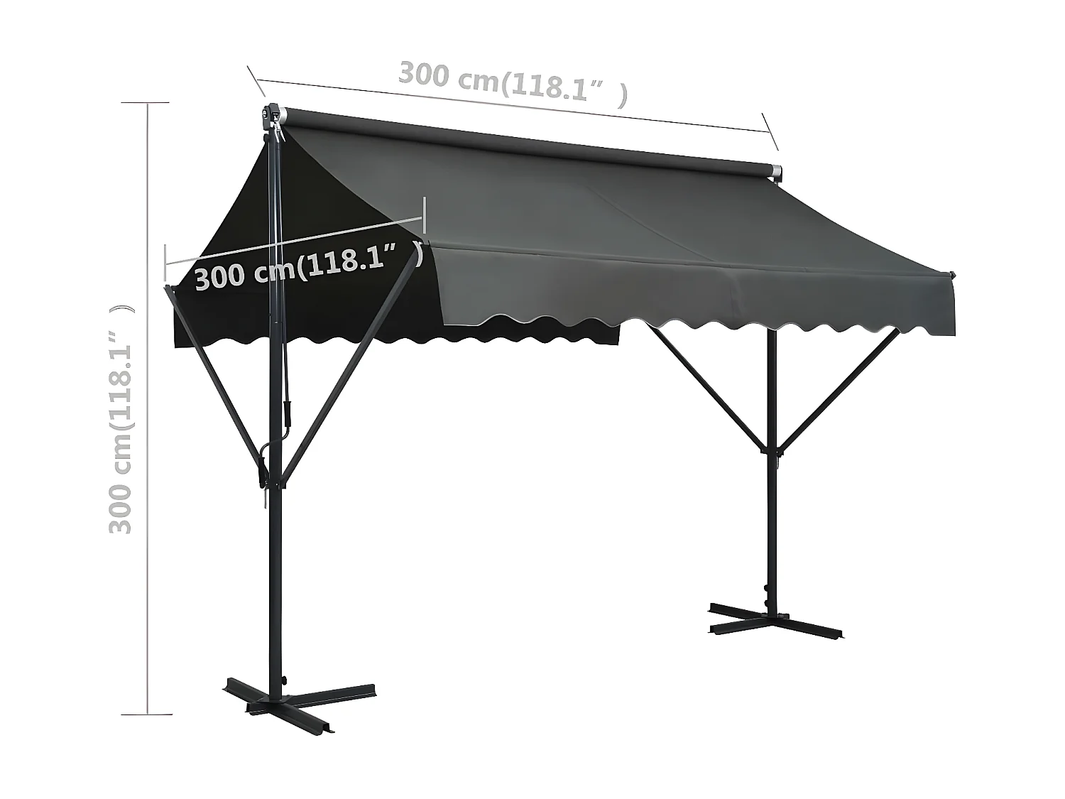 Auvent sur pied 300 x 300 cm Anthracite