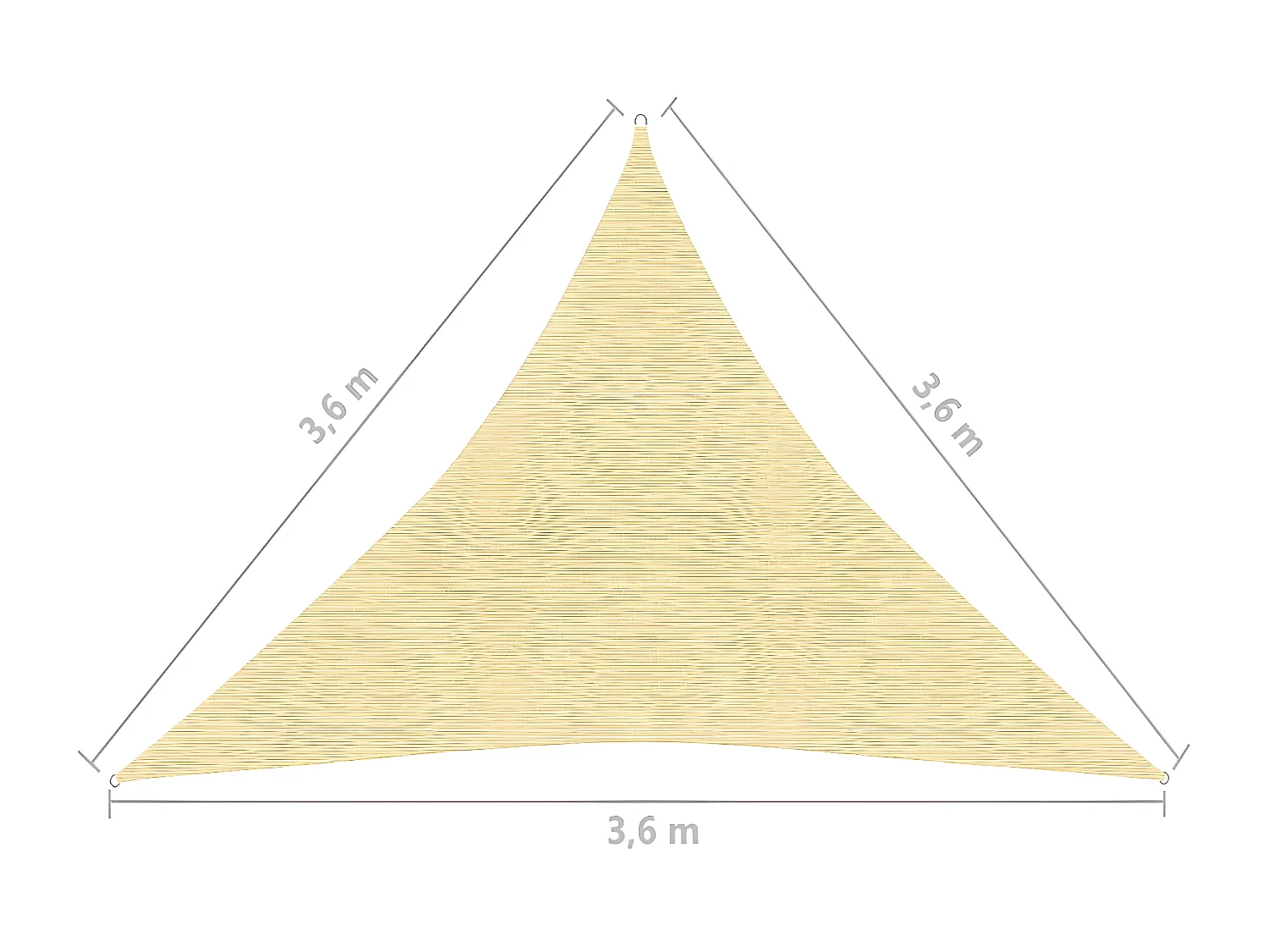 Voile d'ombrage en PEHD triangulaire 3,6x3,6x3,6 m Beige