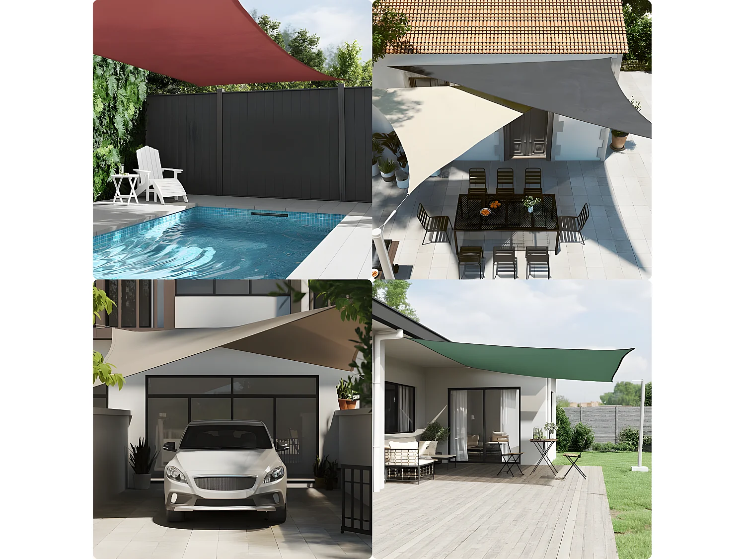 Guarda-sol tecido Oxford quadrangular 3,6x3,6 m bege