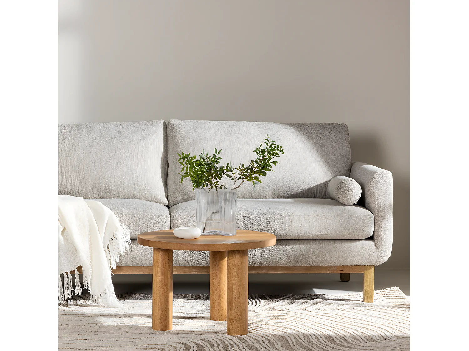 Canapé 3 Places en Tissu "Olympos" 214cm Beige