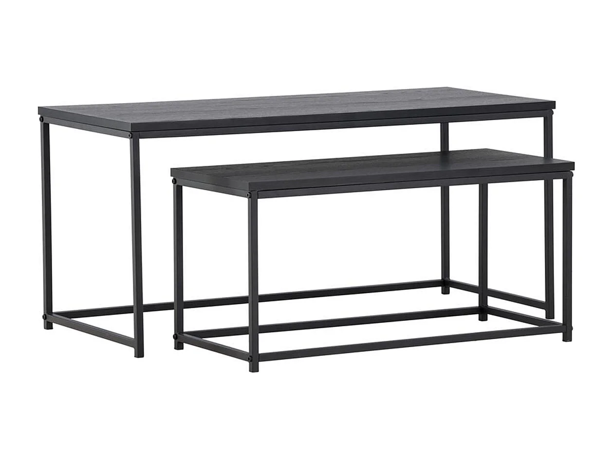 Lot de 2 Tables Basses Gigognes "Mallan" 100cm Noir