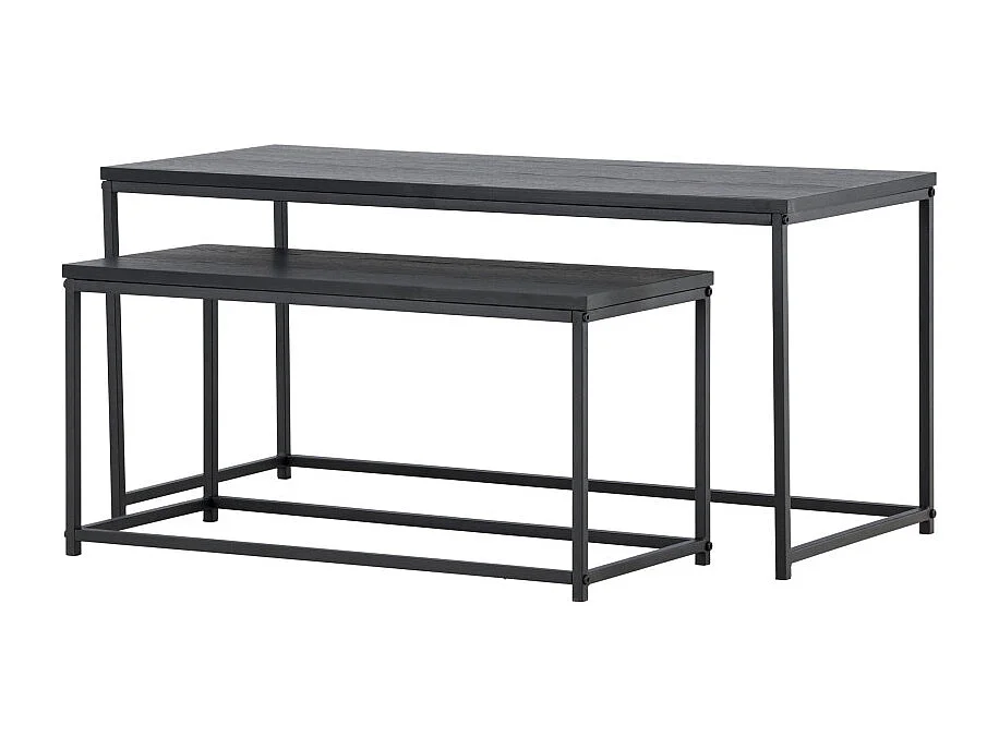 Lot de 2 Tables Basses Gigognes "Mallan" 100cm Noir