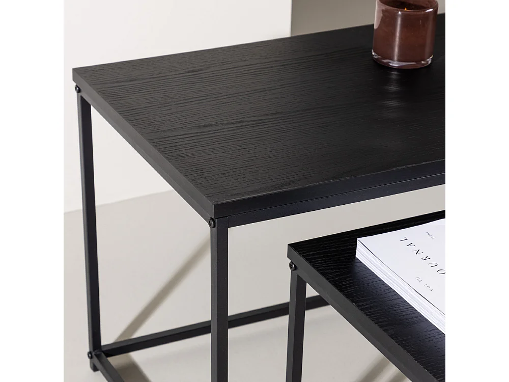 Lot de 2 Tables Basses Gigognes "Mallan" 100cm Noir