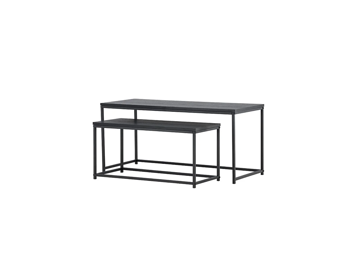 Staal salontafel set van 2 zwart.