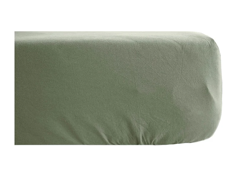 Drap housse PALACE pur coton lavé 140x190 cm bonnet 35 cm uni vert sauge