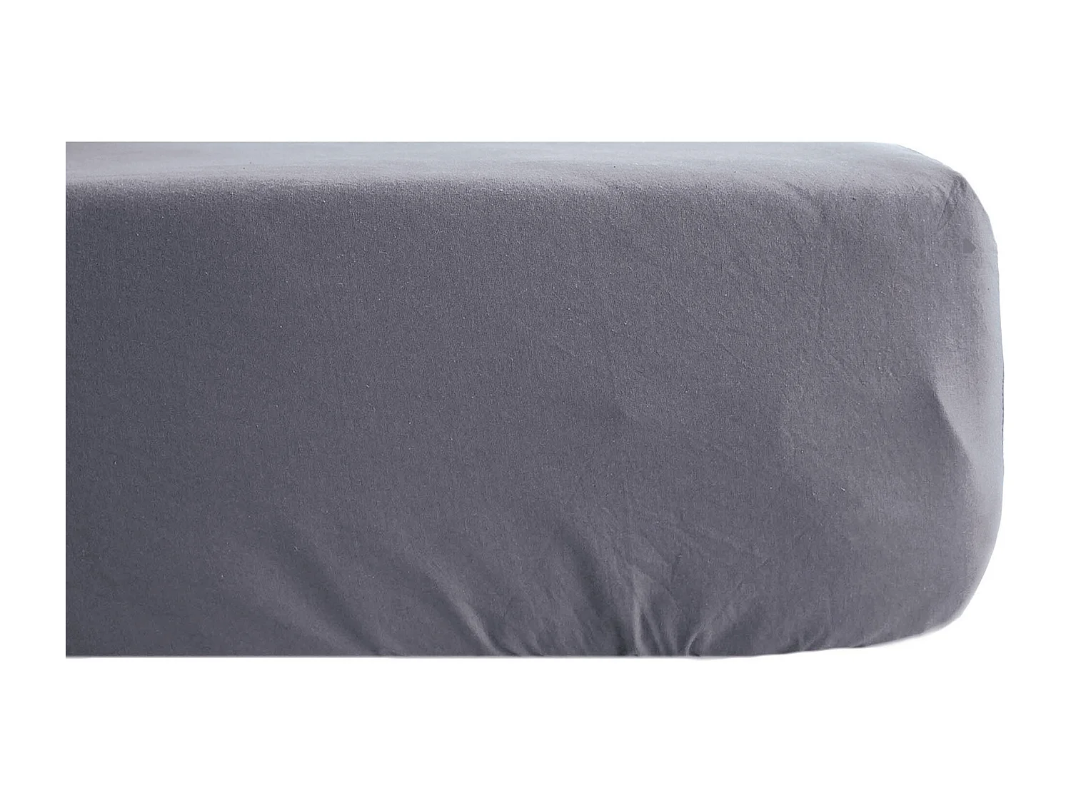 Drap housse PALACE pur coton lavé 160x200 cm bonnet 35 cm uni gris Acier